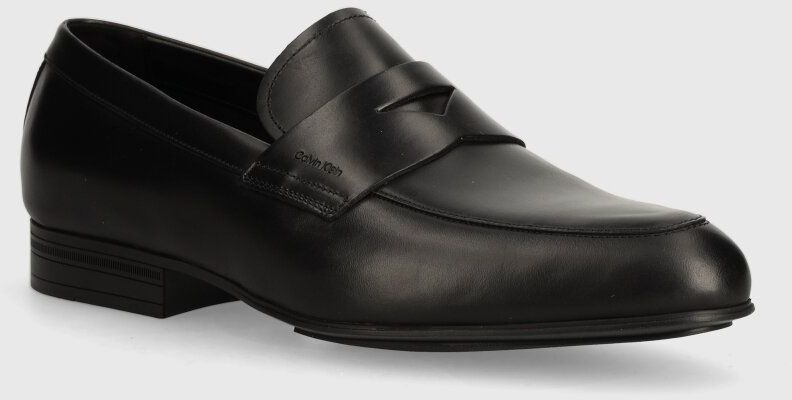 Kožené mokasíny Calvin Klein HM0HM01503 pánske, čierna farba, MOCASSIN LTH