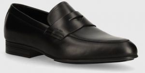 Kožené mokasíny Calvin Klein HM0HM01503 pánske, čierna farba, MOCASSIN LTH
