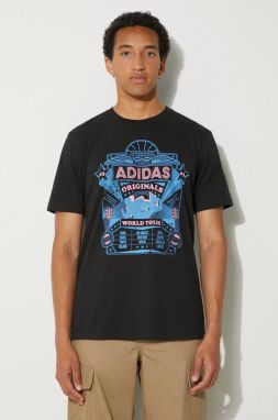 Bavlnené tričko adidas Originals Street 4 pánske, čierna farba, s potlačou, IZ2585
