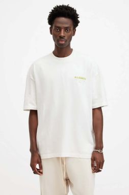 Bavlnené tričko AllSaints ACCESS SS CREW pánske, biela farba, s potlačou, M038PA