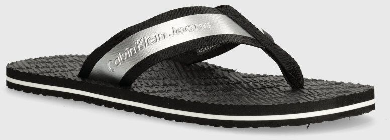 Žabky Calvin Klein Jeans BEACH SANDAL IN MET pánske, čierna farba, YM0YM00950