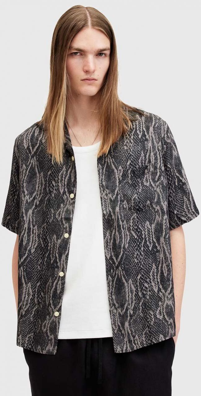 Košeľa AllSaints BOOMSLANG SS pánska, voľný strih, M070SA