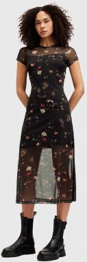 Šaty AllSaints HANNA KORA SS čierna farba, midi, priliehavé, W164DA