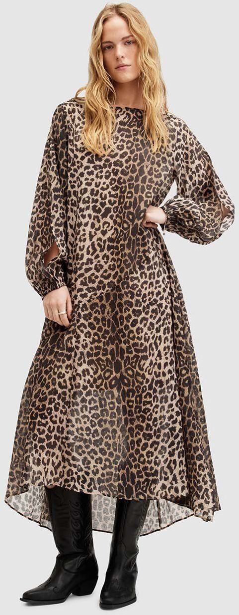 Šaty AllSaints JANE LEPPO maxi, áčkový strih, W177DA