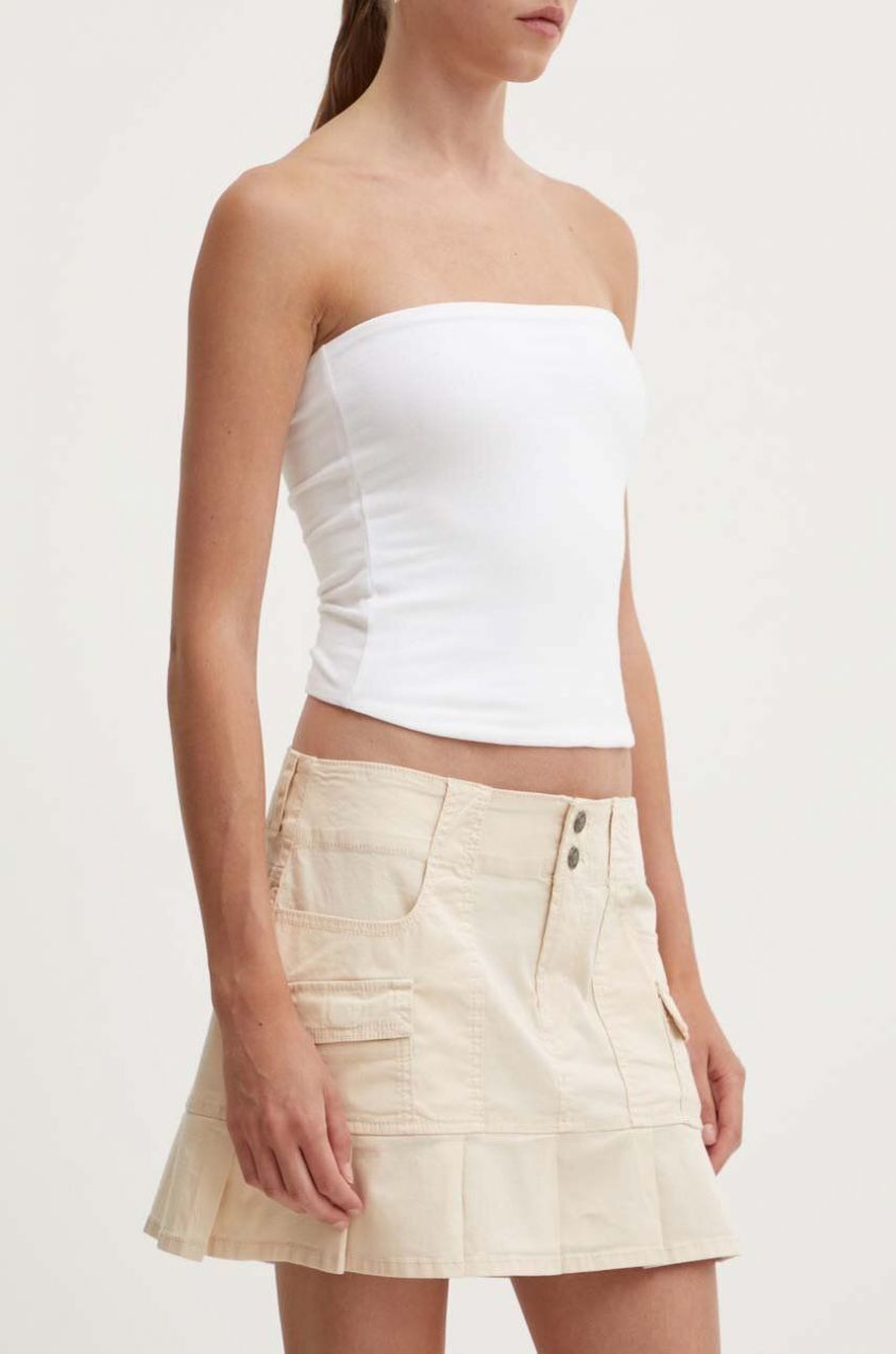 Sukňa Hollister Co. béžová farba, mini, rovný strih, KI343-4091