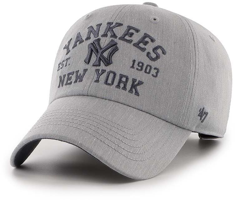 Bavlnená šiltovka 47 brand MLB New York Yankees šedá farba, s nášivkou, BCPTN-MLDAR17KHS-GY10