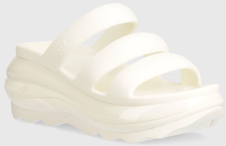 Šľapky Crocs Mega Crush Triple Strap dámske, biela farba, na kline, 209842
