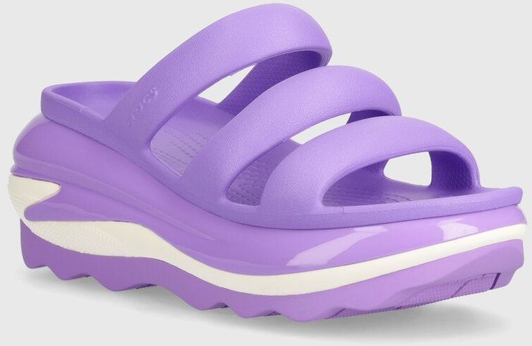 Šľapky Crocs Mega Crush Triple Strap dámske, fialová farba, na platforme, 209842