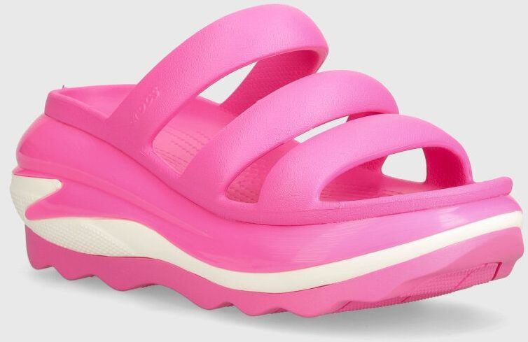 Šľapky Crocs Mega Crush Triple Strap dámske, ružová farba, na platforme, 209842