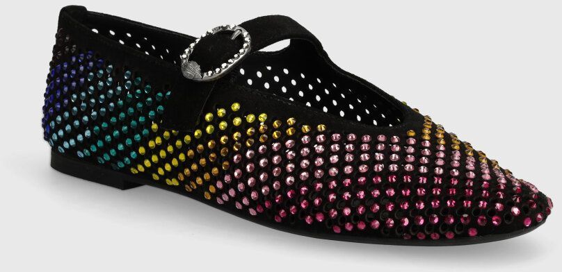 Semišové baleríny Kurt Geiger London Mayfair Ballet Flat čierna farba, 2656305209