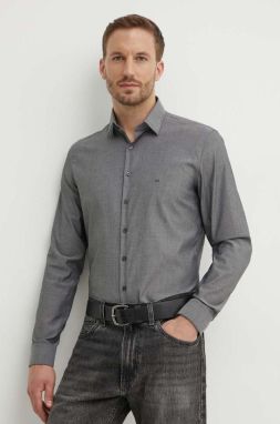 Košeľa Calvin Klein pánska, šedá farba, slim, s klasickým golierom, K10K113165