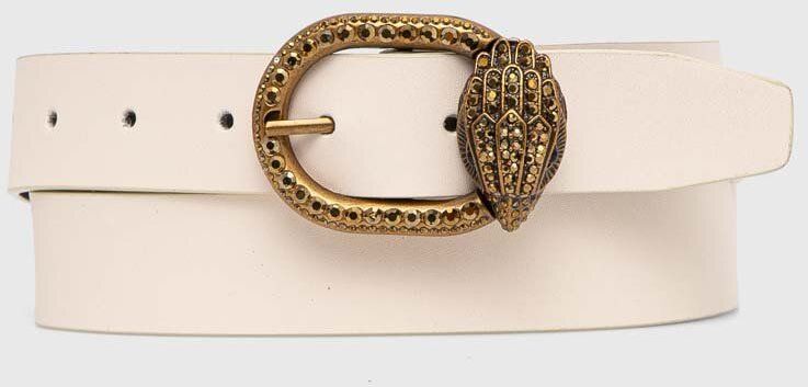 Kožený opasok Kurt Geiger London MAYFAIR 30 BELT dámsky, béžová farba, 758441109