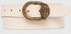Kožený opasok Kurt Geiger London MAYFAIR 30 BELT dámsky, béžová farba, 758441109