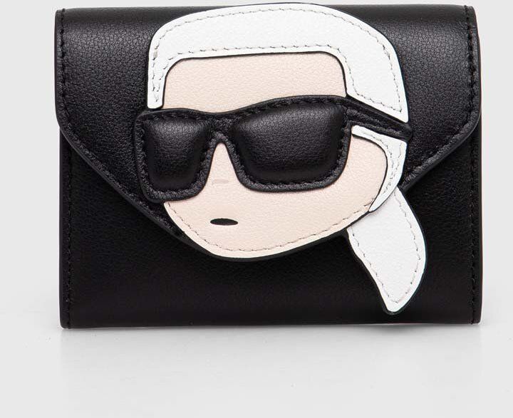 Kožená peňaženka Karl Lagerfeld dámska, čierna farba, 245W3214