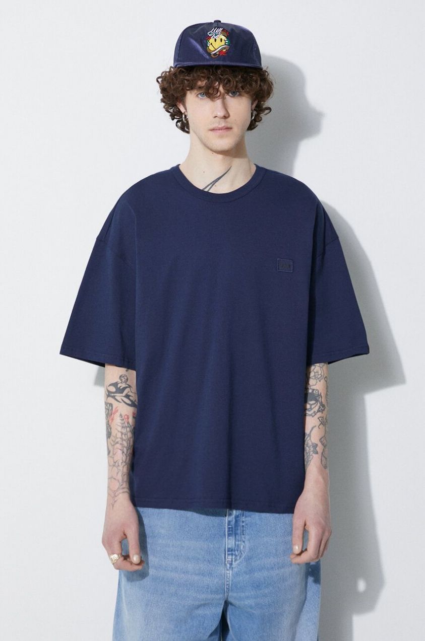 Bavlnené tričko Alpha Industries Essentials RL pánske, tmavomodrá farba, s nášivkou, 146504