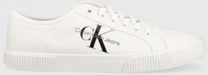 Tenisky Calvin Klein Jeans ESSENTIAL VULCANIZED 1 pánske, biela farba, YM0YM00306
