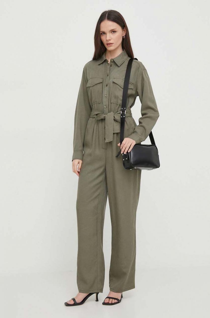 Overal Pepe Jeans BELICE zelená farba, s golierom, PL230471