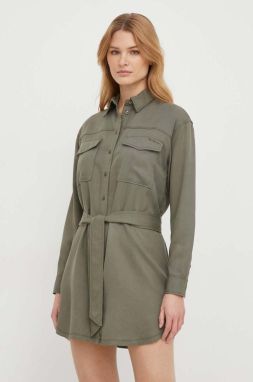 Šaty Pepe Jeans Beate zelená farba, mini, rovný strih, PL953443