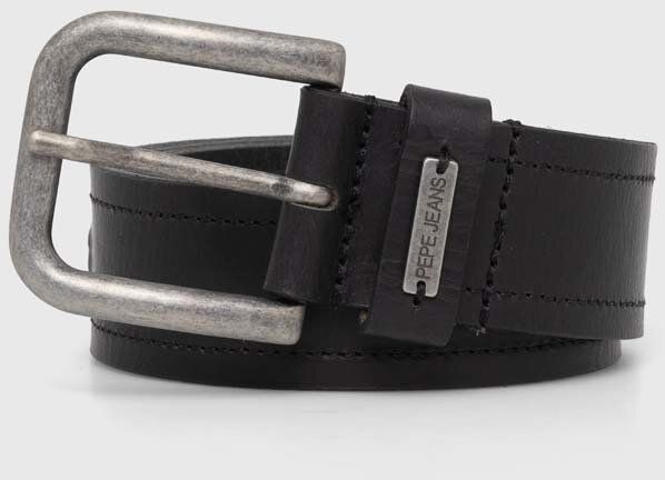 Kožený opasok Pepe Jeans SANDRO BELT pánsky, čierna farba, PM021017