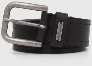 Kožený opasok Pepe Jeans SANDRO BELT pánsky, čierna farba, PM021017