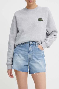 Rifľové krátke nohavice Pepe Jeans A-LINE SHORT UHW dámske, jednofarebné, vysoký pás, PL801112RH3