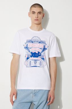 Bavlnené tričko adidas Originals Street 4 pánske, biela farba, s potlačou, IX6753