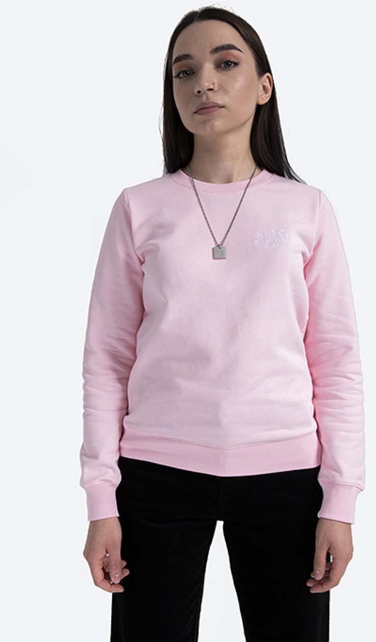 Bavlnená mikina A.P.C. Sweat Skye COEBH-F27700 MARINE dámska, ružová farba, s nášivkou
