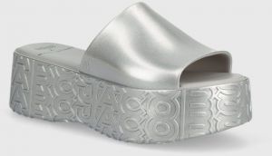 Šľapky Melissa BECKY + MARC JACOBS AD dámske, strieborná farba, na platforme, M.33968.AQ980