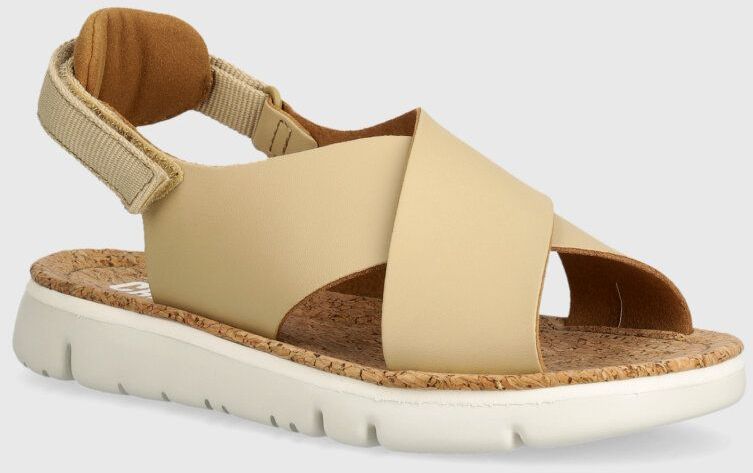 Kožené sandále Camper Oruga Sandal dámske, béžová farba, K200157-053