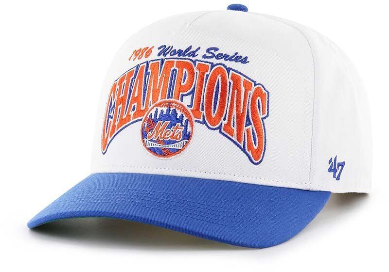 Šiltovka s prímesou vlny 47 brand MLB New York Mets biela farba, s nášivkou, BCWS-ARCHH16CTP-WH86