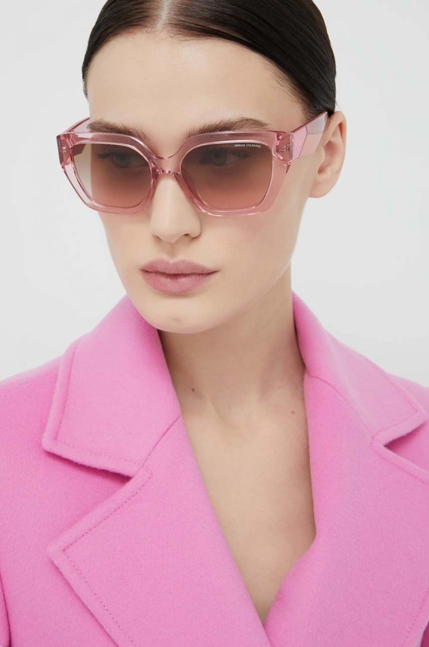 Slnečné okuliare Armani Exchange dámske, ružová farba, 0AX4125SU