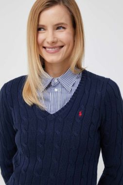 Bavlnený sveter Polo Ralph Lauren tmavomodrá farba,tenký,211891641