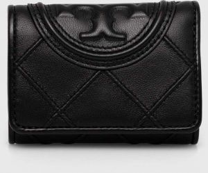 Kožená peňaženka Tory Burch Fleming Soft Small dámska, čierna farba, 156558.001