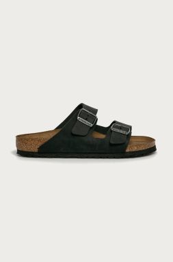 Nubukové šľapky Birkenstock Arizona čierna farba