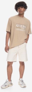 Tričko Guess Washed Grid Logo Tee M3GI31.K9XF3-F13Q, pánske, béžová farba, s potlačou