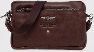 Kožená taška Aeronautica Militare hnedá farba