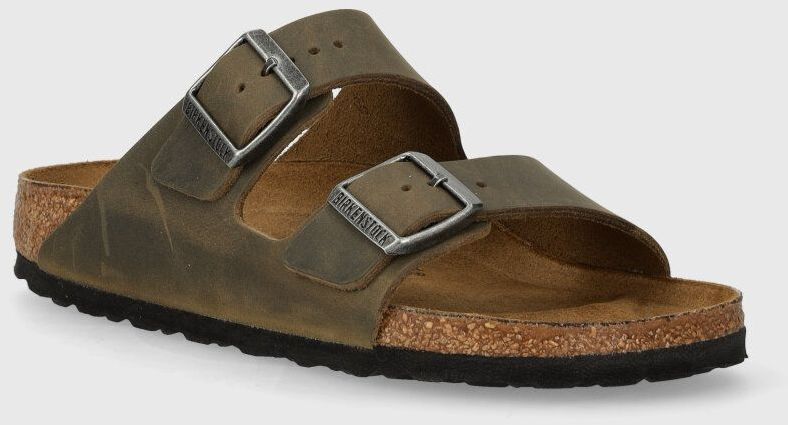 Nubukové šľapky Birkenstock Arizona zelená farba, 1027039