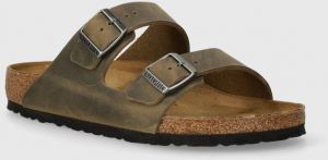Nubukové šľapky Birkenstock Arizona zelená farba, 1027022