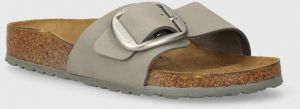 Nubukové šľapky Birkenstock Madrid Big Buckle šedá farba, 1022176