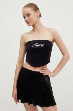 Zamatový top Juicy Couture CVC BAILEY BANDEAU čierna farba, JCWCT24344