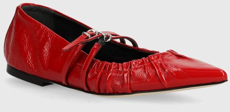 Kožené balerínky MSGM červená farba, 3741MDS420 848