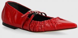 Kožené balerínky MSGM červená farba, 3741MDS420 848
