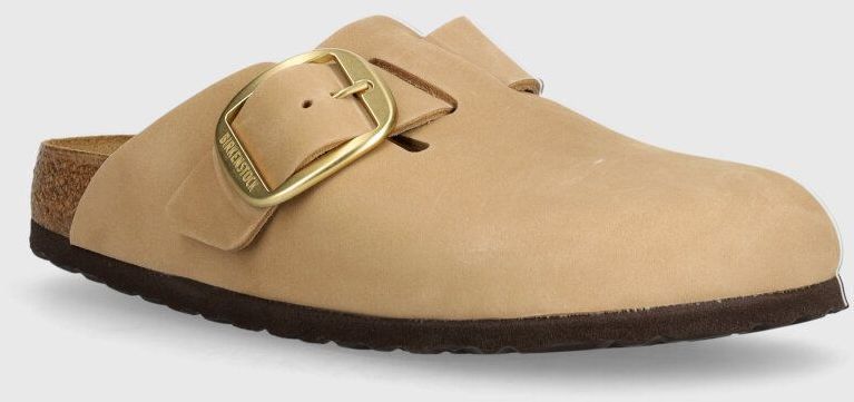Nubukové šľapky Birkenstock Boston Big Buckle béžová farba, 1028052