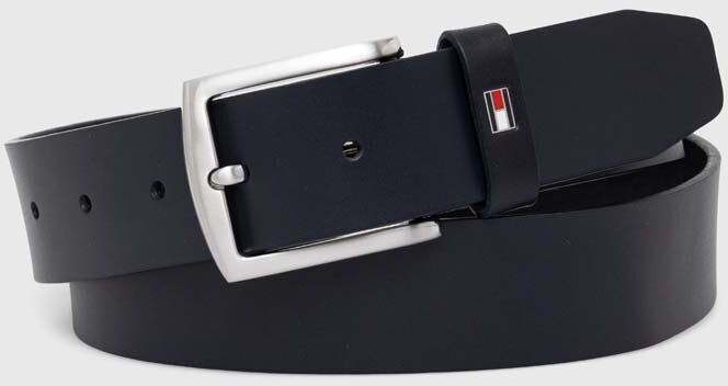 Kožený opasok Tommy Hilfiger pánsky, tmavomodrá farba, AM0AM08360
