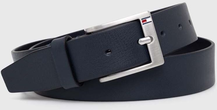 Kožený opasok Tommy Hilfiger pánsky, tmavomodrá farba, AM0AM08363