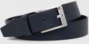 Kožený opasok Tommy Hilfiger pánsky, tmavomodrá farba, AM0AM08363