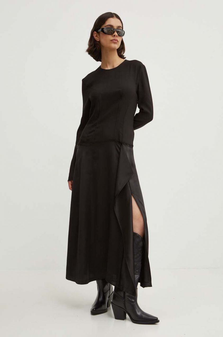 Šaty Moschino Jeans čierna farba, maxi, áčkový strih, 0418.8229