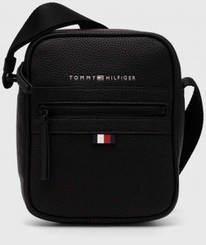 Kožená taška Tommy Hilfiger čierna farba, AM0AM09504