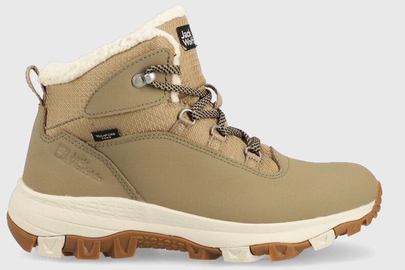 Topánky Jack Wolfskin Everquest Texapore Mid dámske, hnedá farba, zateplené