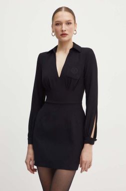 Šaty Elisabetta Franchi čierna farba, mini, rovný strih, AB67646E2